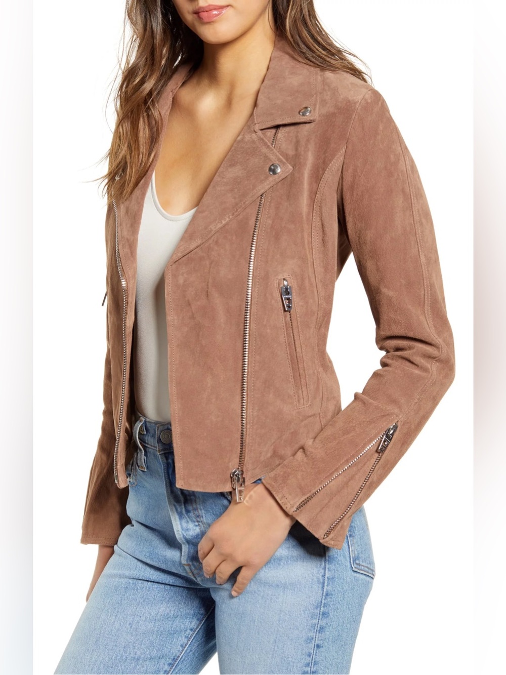 Blank NYC Brown Suede Moto Jacket Medium